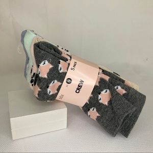 Ladies Crew Socks, Cute Animal Design, 5 Socks